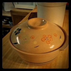 Vintage crock with lid